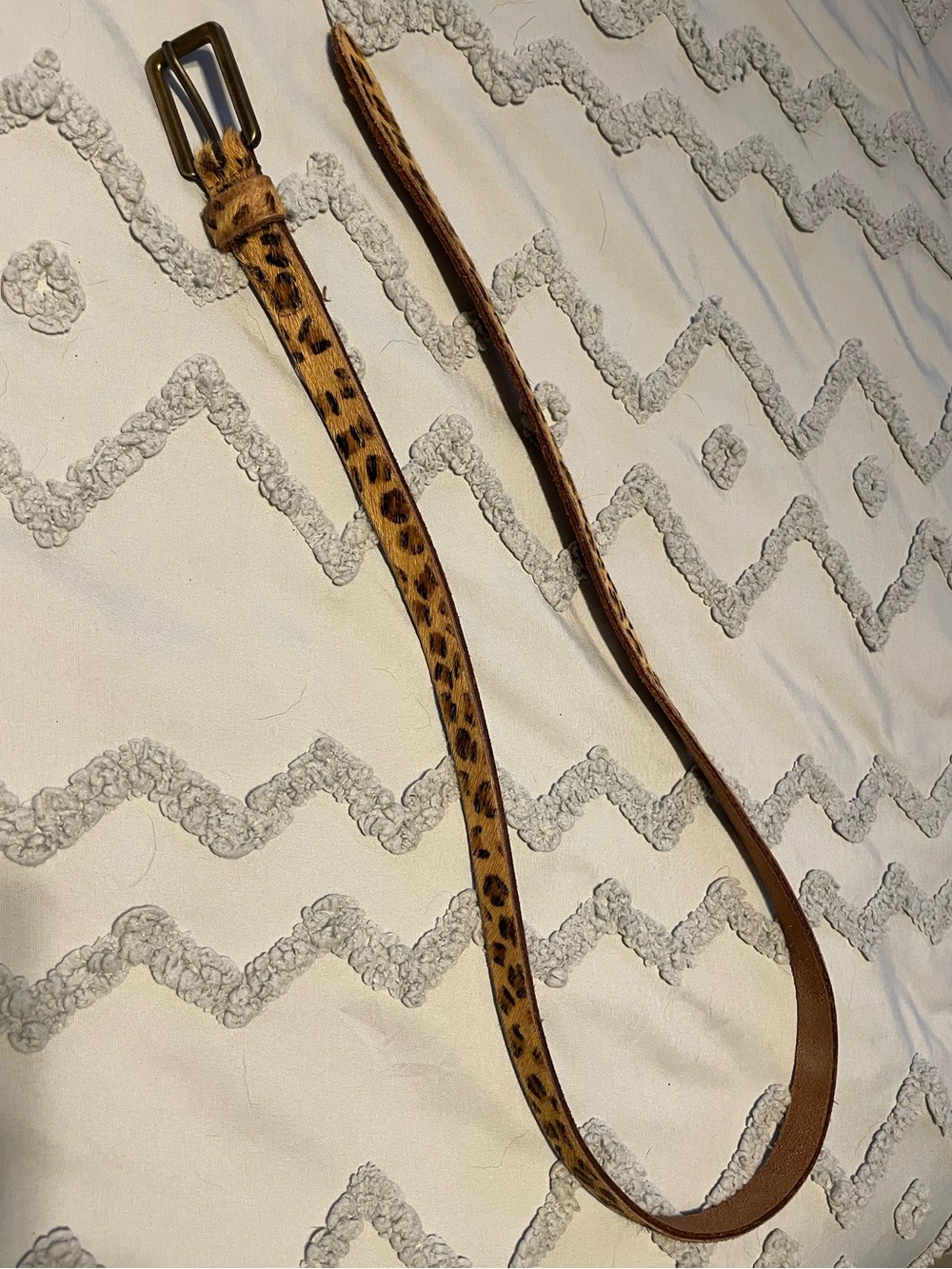 Abercrombie & Fitch Leopard Print Slim Leather Belt - Brown & Black